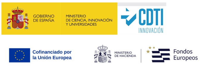 Gobierno de España · Ministerio de Ciencia, Innovación y Universidades · CDTI Innovación · Cofinanciado por la Unión Europea · Ministerio de Hacienda · Fondos Europeos